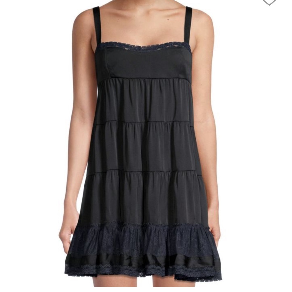 Free People Small Lace-Trim Tiered Babydoll Dress